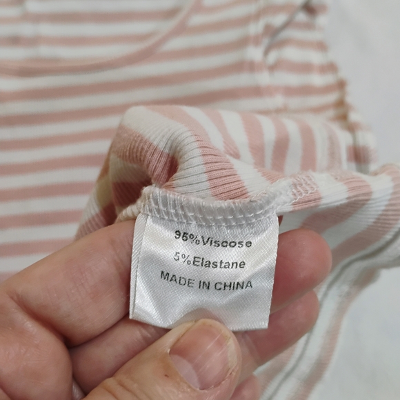 Zesica Women's Ruffled Sleeve Striped Top - Pink and White - Picture 3 of 7